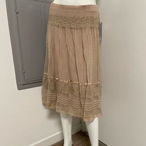 NWT Brand New Toffee Brown colored pretty midi Skirt